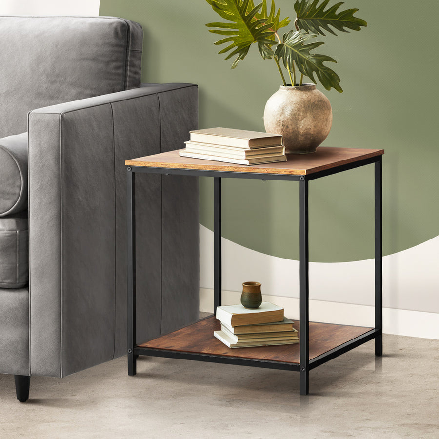 Oikiture Side End Table Coffee Table 2-Tier