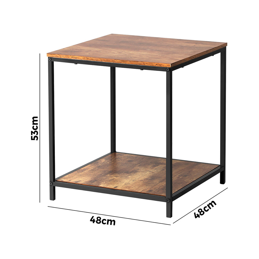 Oikiture Side End Table Coffee Table 2-Tier