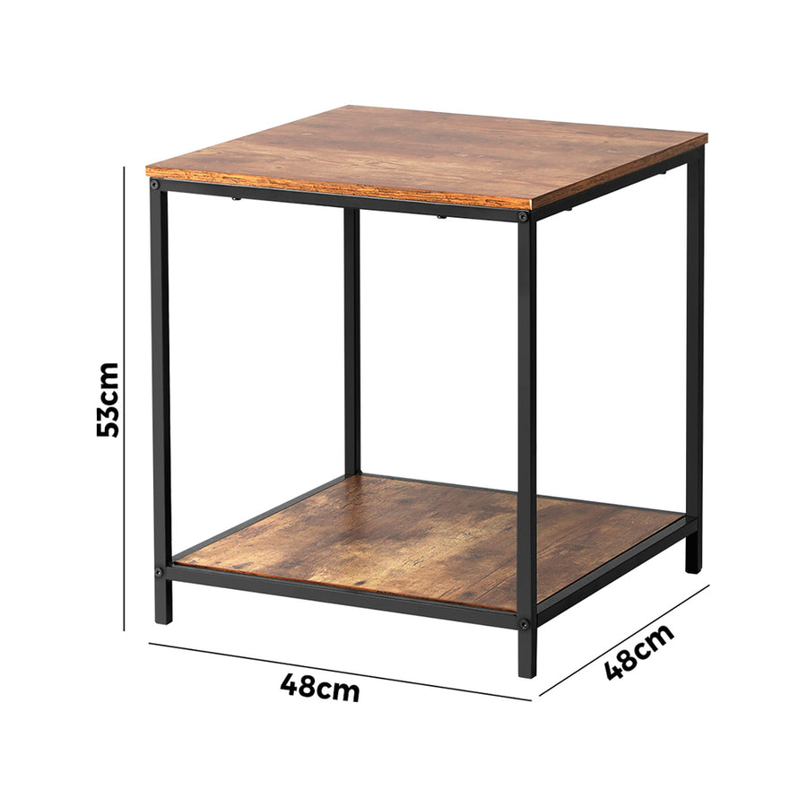 Oikiture Side End Table Coffee Table 2-Tier