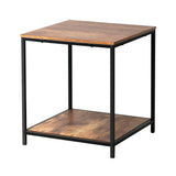 Oikiture Side End Table Coffee Table 2-Tier - Rear View