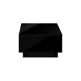 Oikiture Coffee Table LED High Gloss Storage Drawer Black