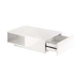 Oikiture Coffee Table LED High Gloss Storage Drawer White