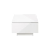 Oikiture Coffee Table LED High Gloss Storage Drawer White
