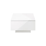 Oikiture Coffee Table LED High Gloss Storage Drawer White - 45-Degree Angle