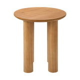 Oikiture Coffee Table Side End Tables Round Wooden - Low Angle