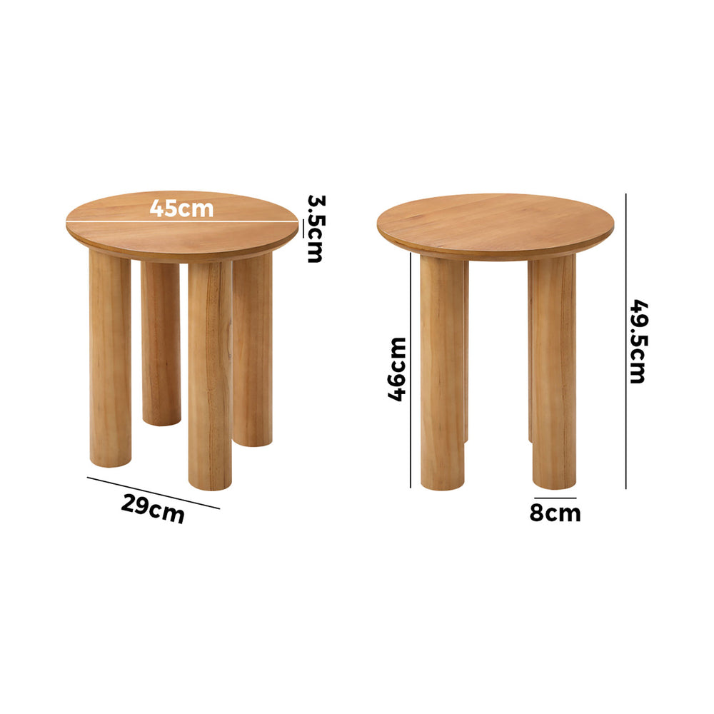 Oikiture Coffee Table Side End Tables Round Wooden