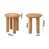 Oikiture Coffee Table Side End Tables Round Wooden - Rear View