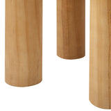 Oikiture Coffee Table Side End Tables Round Wooden - Extra Image
