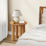Oikiture Coffee Table Side End Tables Round Wooden - Close-Up Angle
