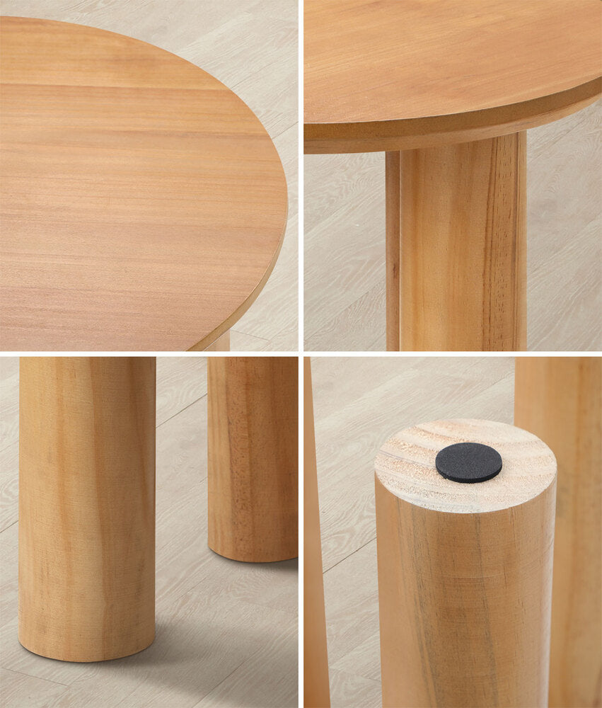 Oikiture Coffee Table Side End Tables Round Wooden