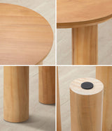 Oikiture Coffee Table Side End Tables Round Wooden - Top-Down View