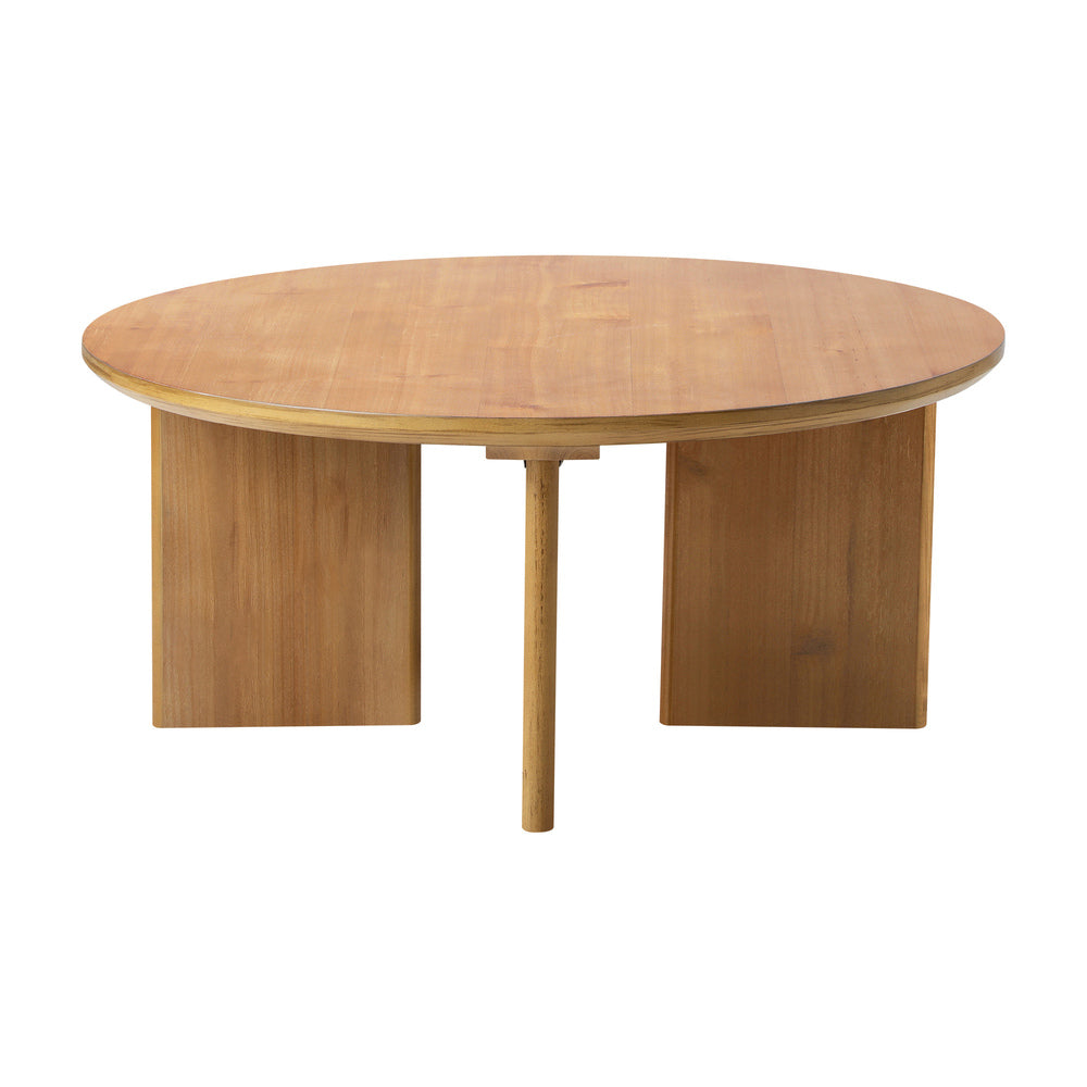 Oikiture Coffee Table Round Side End Tables Wooden Natural
