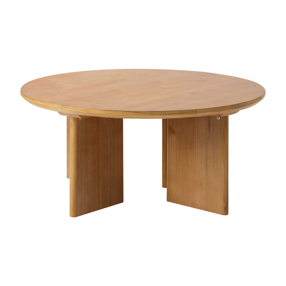 Oikiture Coffee Table Round Side End Tables Wooden Natural