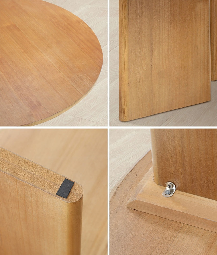 Oikiture Coffee Table Round Side End Tables Wooden Natural