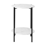 Oikiture Coffee Table Round Dual-Tier Marble-like - Rear View