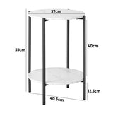 Oikiture Coffee Table Round Dual-Tier Marble-like - Side View