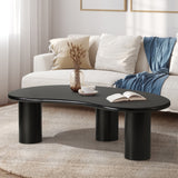 Oikiture Coffee Table Cafe Desk Irregular Black - Rear View