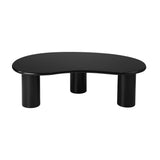 Oikiture Coffee Table Cafe Desk Irregular Black - Close-Up Angle