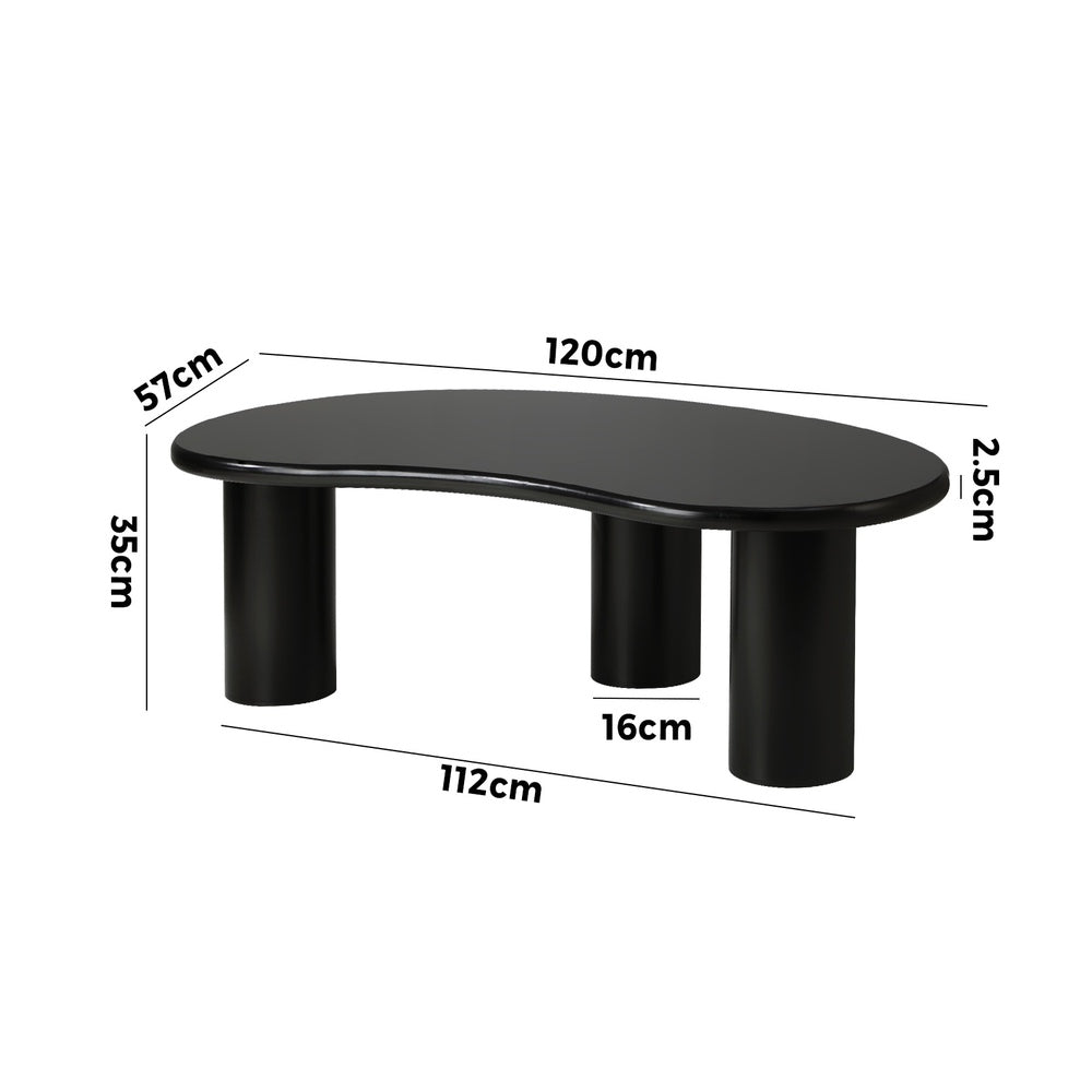 Oikiture Coffee Table Cafe Desk Irregular Black