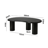 Oikiture Coffee Table Cafe Desk Irregular Black - Side View