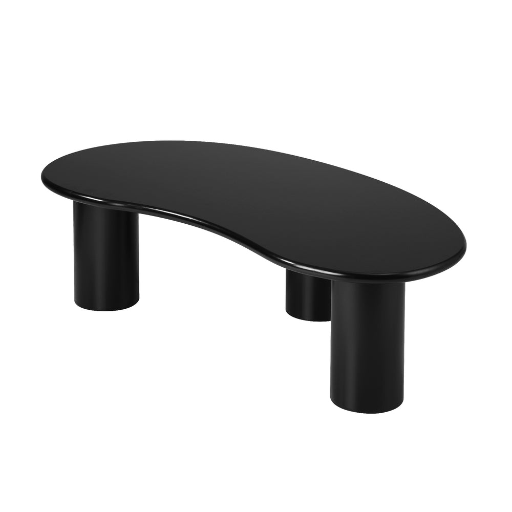 Oikiture Coffee Table Cafe Desk Irregular Black