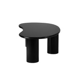 Oikiture Coffee Table Cafe Desk Irregular Black - Front View