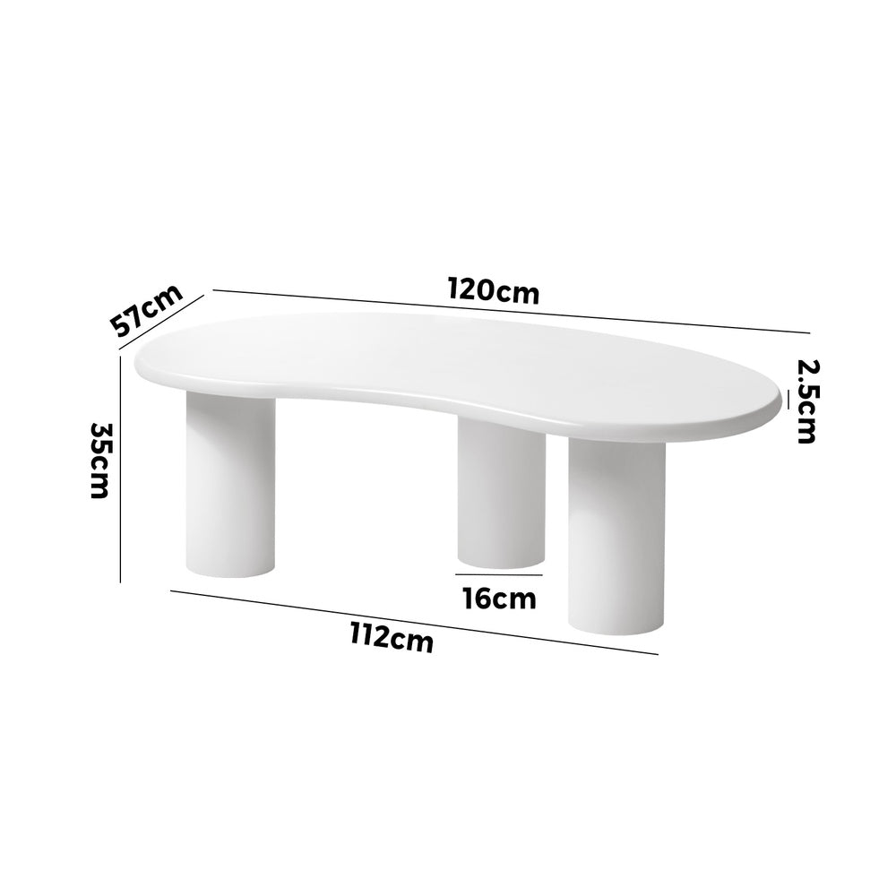 Oikiture Coffee Table Side Tables Living Room Irregular White