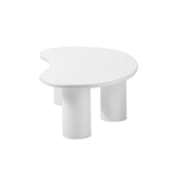 Oikiture Coffee Table Side Tables Living Room Irregular White - Side View