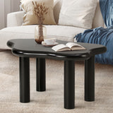 Oikiture Coffee Table Side Tables Black Irregular - Front View