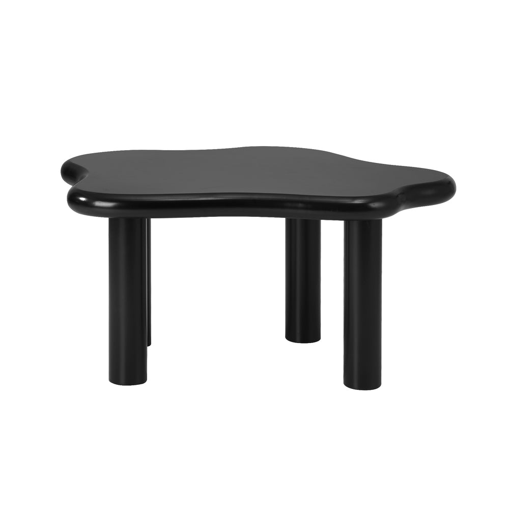 Oikiture Coffee Table Side Tables Black Irregular