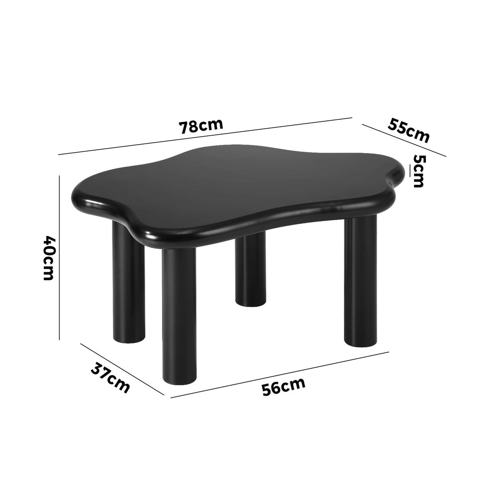 Oikiture Coffee Table Side Tables Black Irregular
