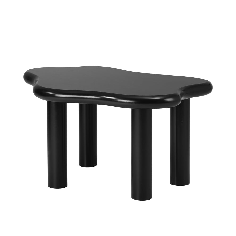 Oikiture Coffee Table Side Tables Black Irregular