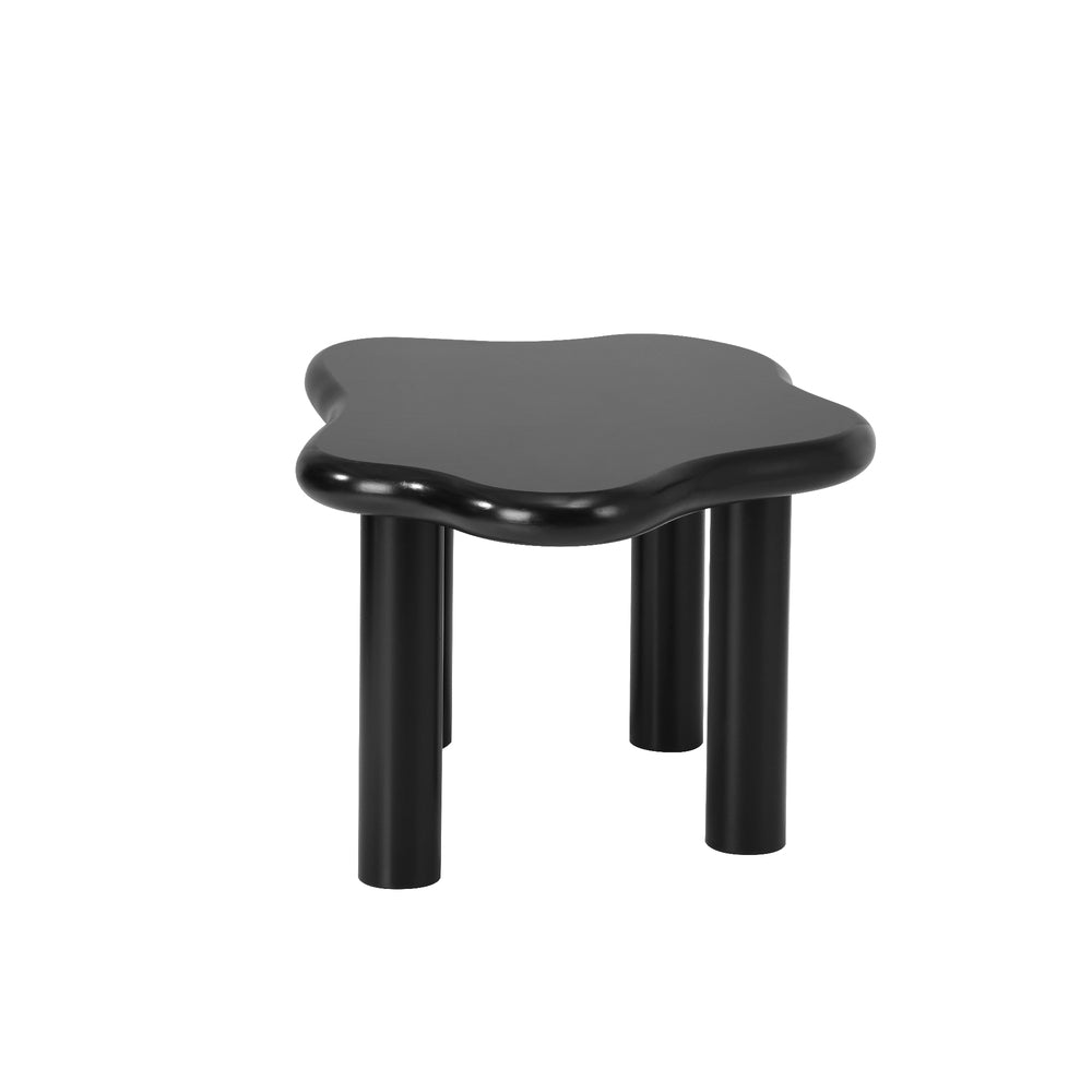 Oikiture Coffee Table Side Tables Black Irregular
