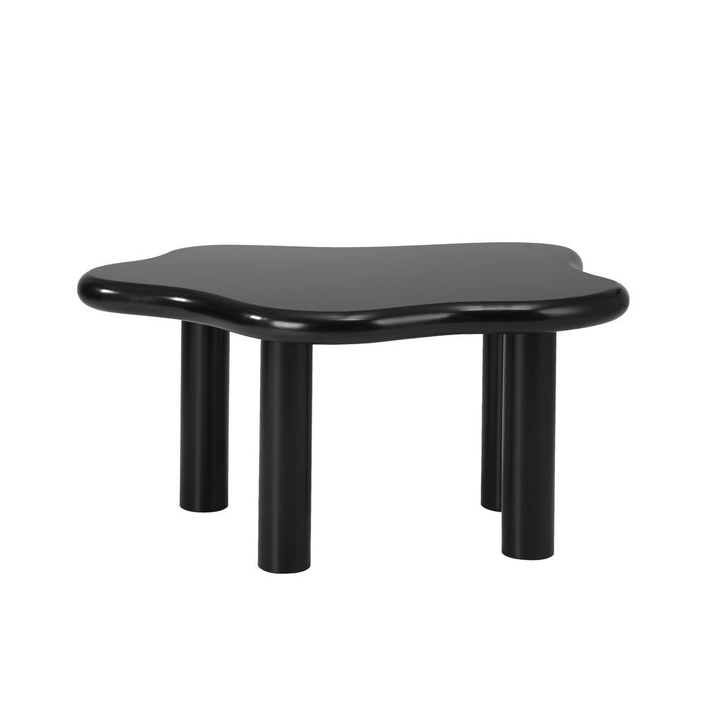 Oikiture Coffee Table Side Tables Black Irregular