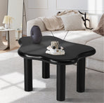 Oikiture Coffee Table Side Tables Black Irregular