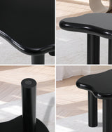 Oikiture Coffee Table Side Tables Black Irregular - Rear View