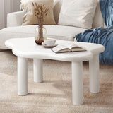 Oikiture Coffee Table Side Tables Living Room White Irregular