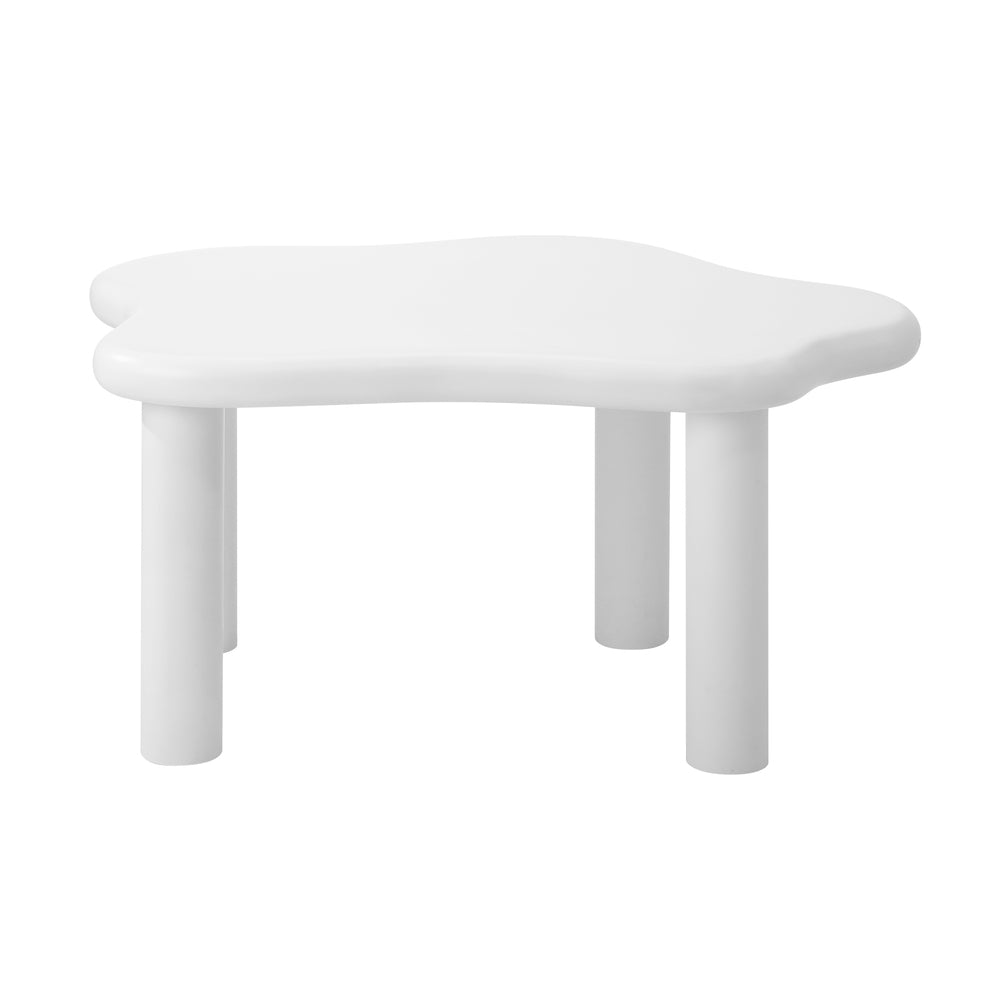 Oikiture Coffee Table Side Tables Living Room White Irregular