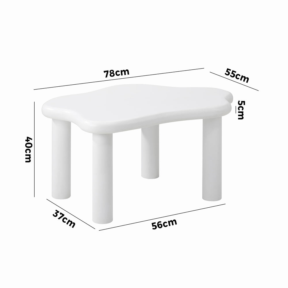 Oikiture Coffee Table Side Tables Living Room White Irregular