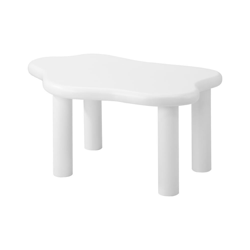 Oikiture Coffee Table Side Tables Living Room White Irregular