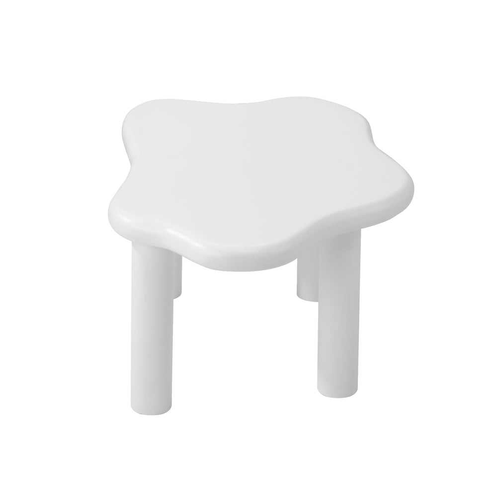 Oikiture Coffee Table Side Tables Living Room White Irregular