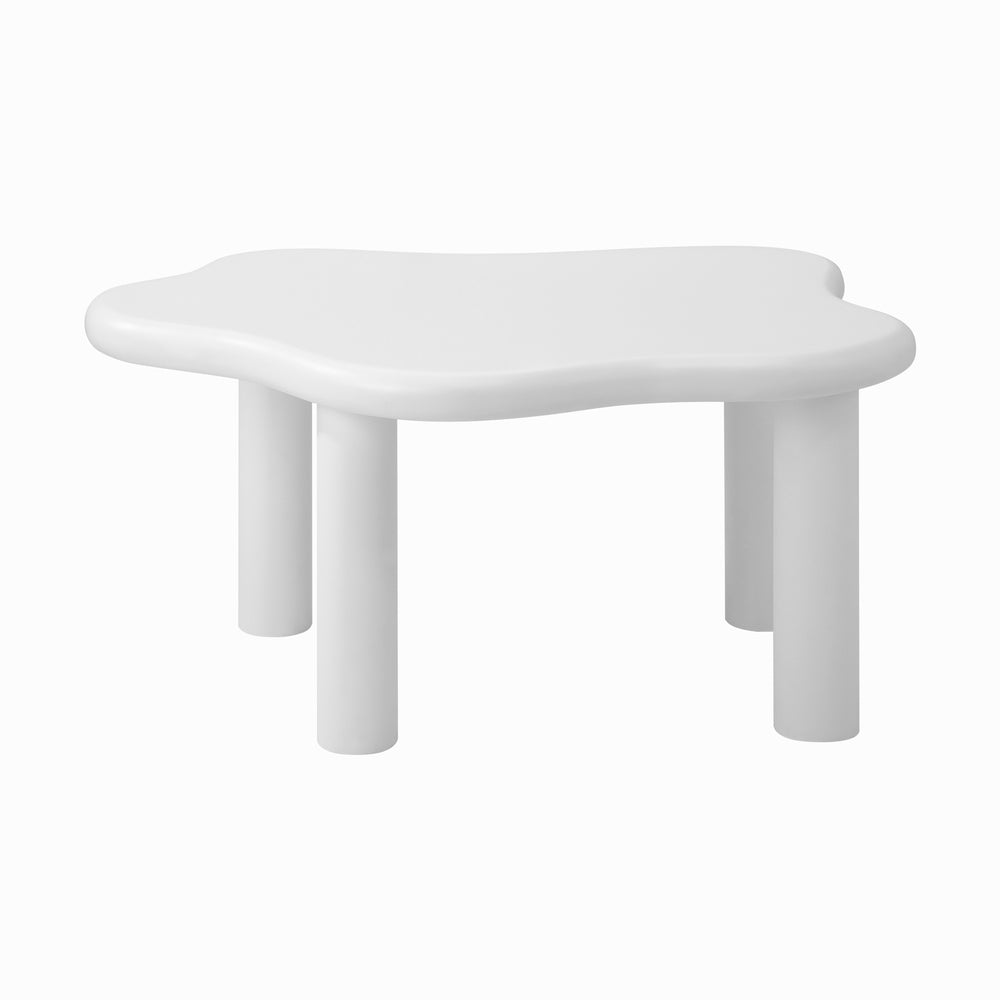 Oikiture Coffee Table Side Tables Living Room White Irregular