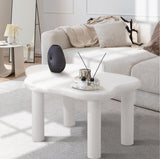 Oikiture Coffee Table Side Tables Living Room White Irregular