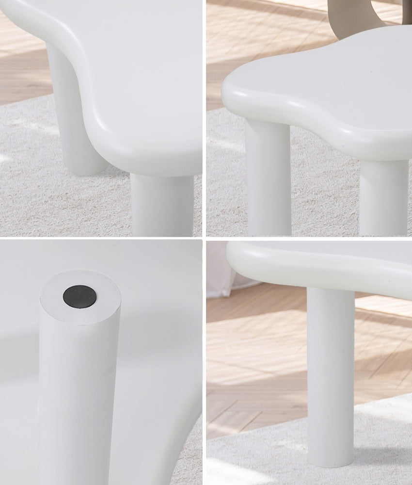 Oikiture Coffee Table Side Tables Living Room White Irregular