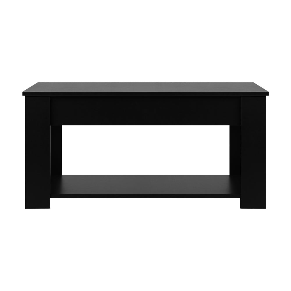 Oikiture Coffee Table with Lift Up Top Storage Space Wooden Black