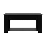 Oikiture Coffee Table with Lift Up Top Storage Space Wooden Black