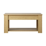 Oikiture Coffee Table with Lift Up Top Storage Space Wooden Beige