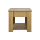 Oikiture Coffee Table with Lift Up Top Storage Space Wooden Beige