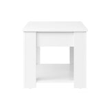 Oikiture Coffee Table with Lift Up Top Storage Space Wooden White