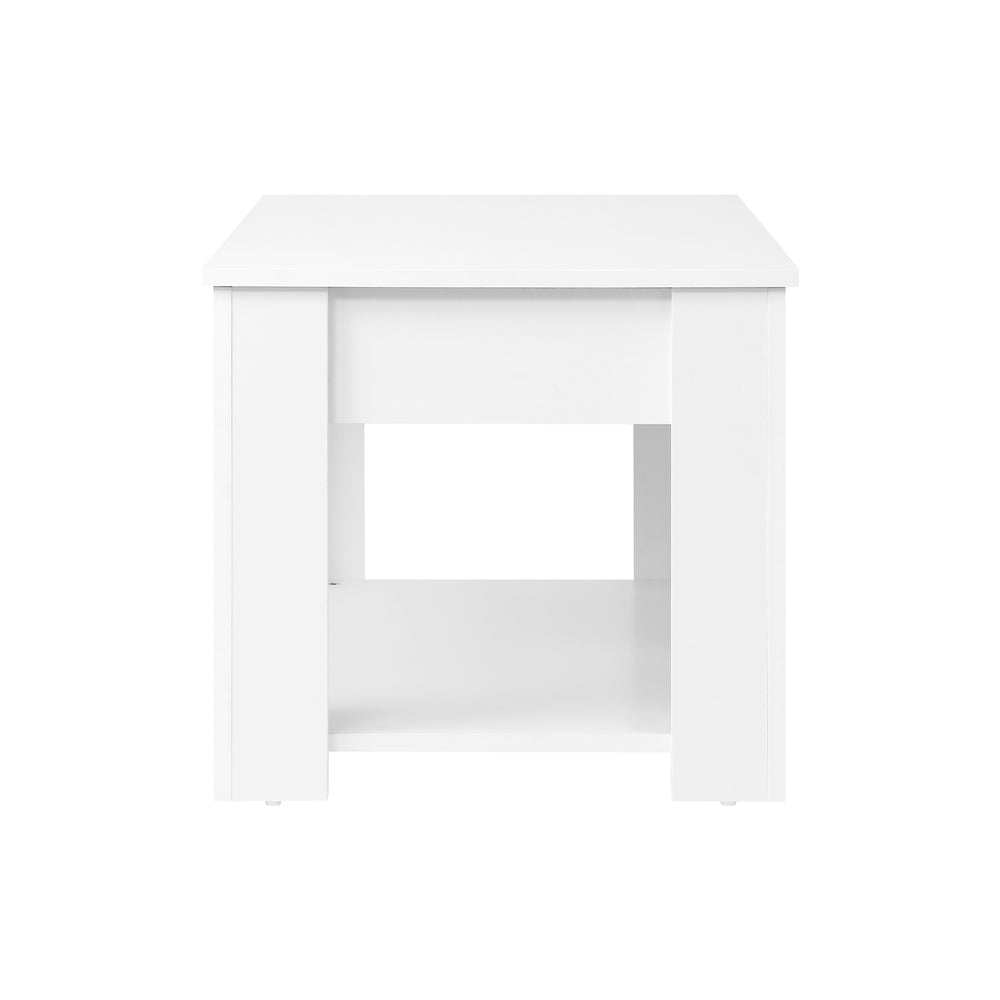 Oikiture Coffee Table with Lift Up Top Storage Space Wooden White